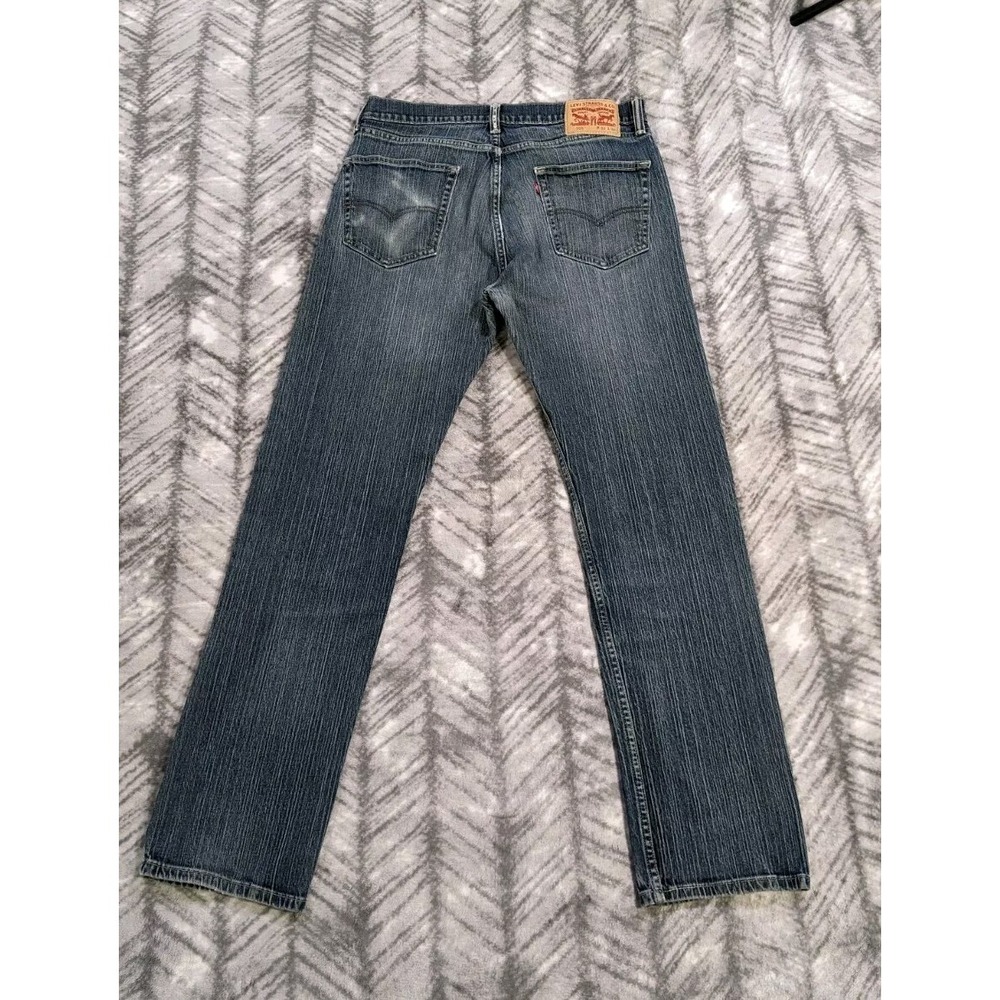 Levis 505 33 x 33 Regular Straight Denim Stone Jeans Textured Stripe Y2K Style - Picture 2 of 13